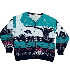 VTG Northern Reflections x Parkhurst Cabin Garden Scenic Cottagecore Cardigan L